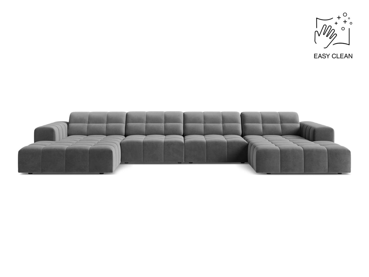 Jennifer — Panoramic Sofa Light Grey (Venus 2929) Black Plastic