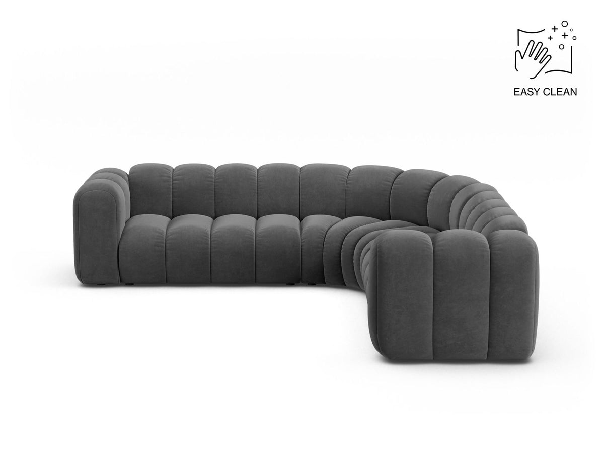 Lupine — Corner Sofa Grey (Venus 2930) Black Plastic