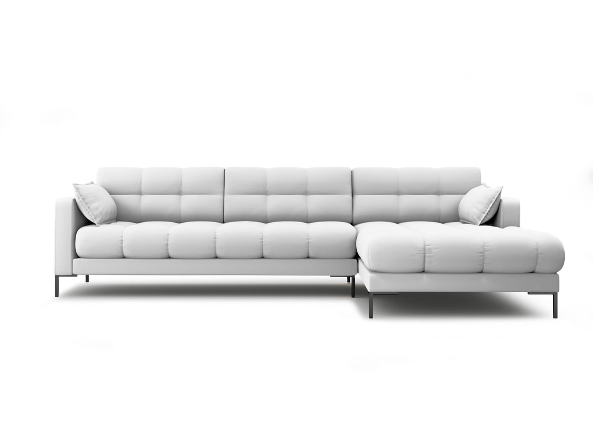 Mamaia — Corner Sofa Light Grey (Neve 80) Black Metal Right