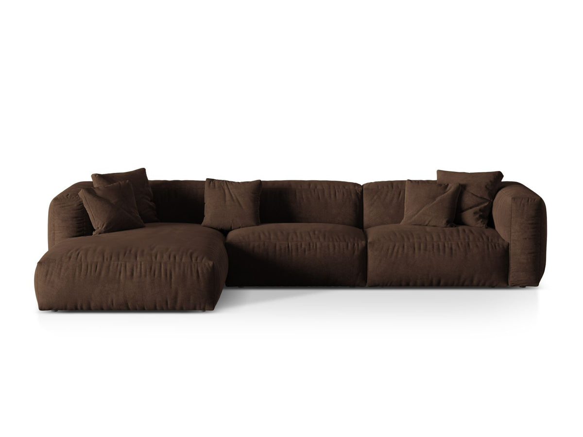 Martina — Corner Sofa Chocolate (Vogue 6) Black Plastic Left