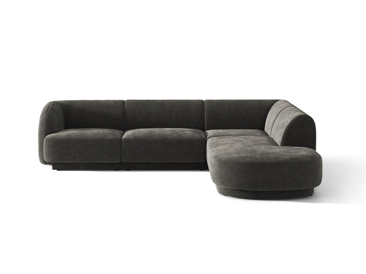 Miley — Corner Sofa Dark Grey (Eden 20 Graphite) Black Plastic Right