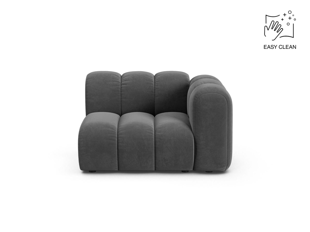 Lupine — Modular Sofa Grey (Venus 2930) Black Plastic Right