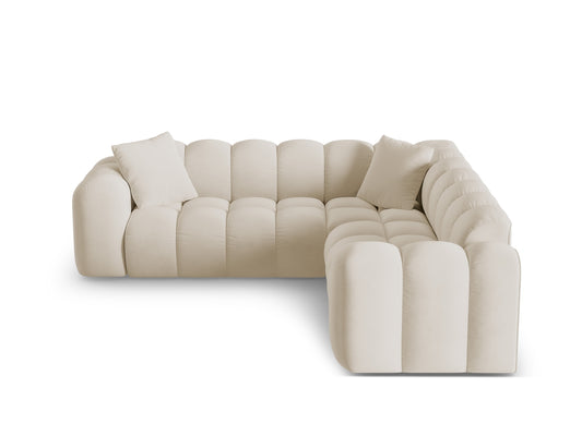 Treno — Corner Sofa Dark Beige (Bluvel 30) Black Plastic