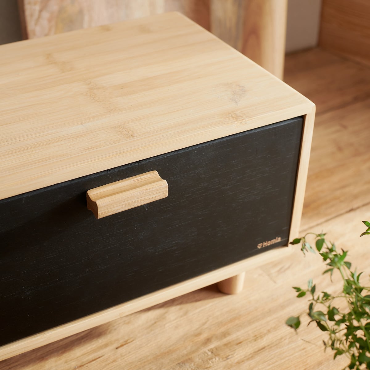 BAMBOU Bamboo Breadbox Black 35x23 cm