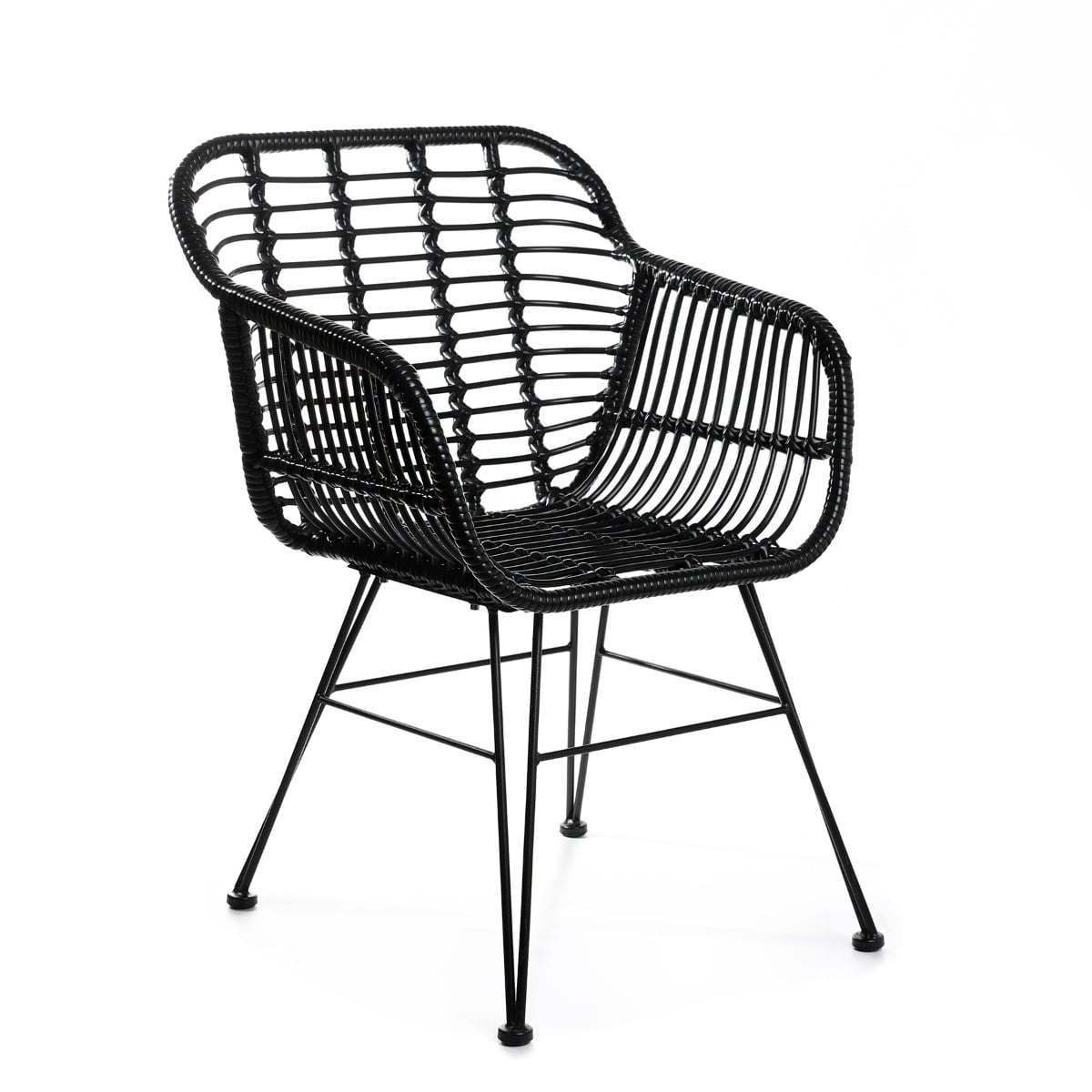 JARDIN Braided Black Outdoor Chair 56x42x82 cm
