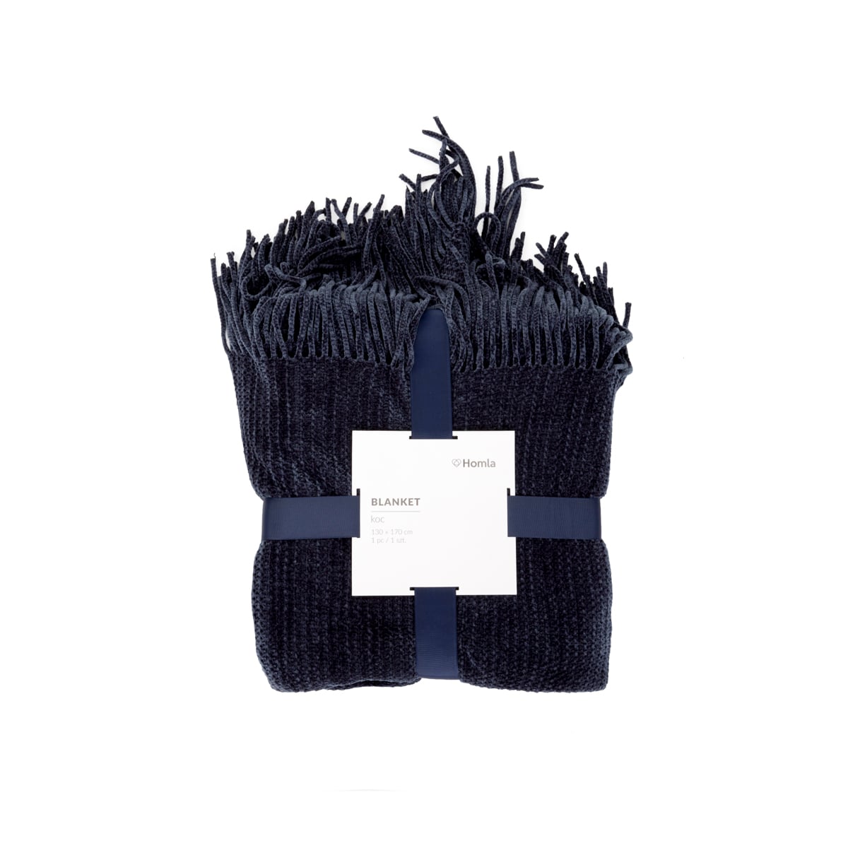 Chenille Navy Blue Blanket 130x170 cm Soft Warm Throw
