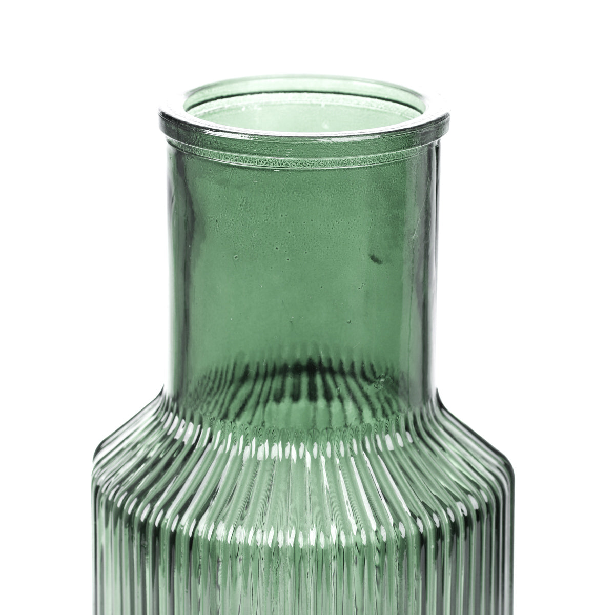 TOLLE Striped Green Glass Vase 10x22 cm