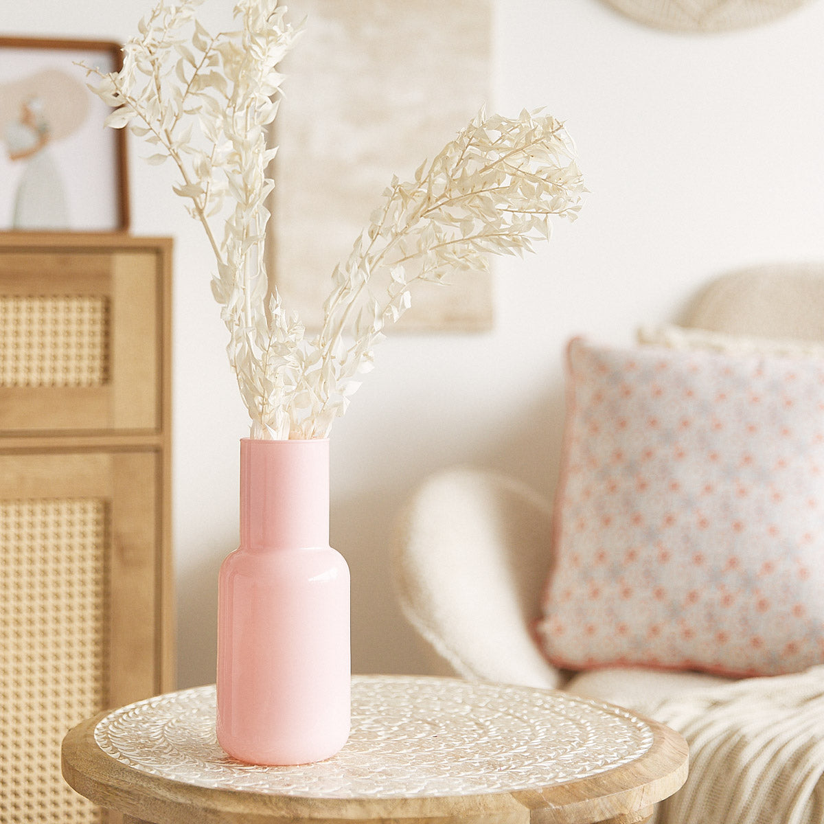 Belly Glass Pink Vase 9x21 cm