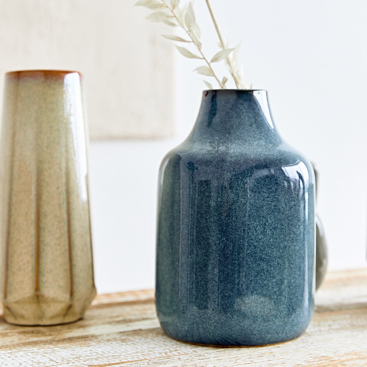 RUFUS Ceramic Blue Vase - Decorative Home & Office Decor