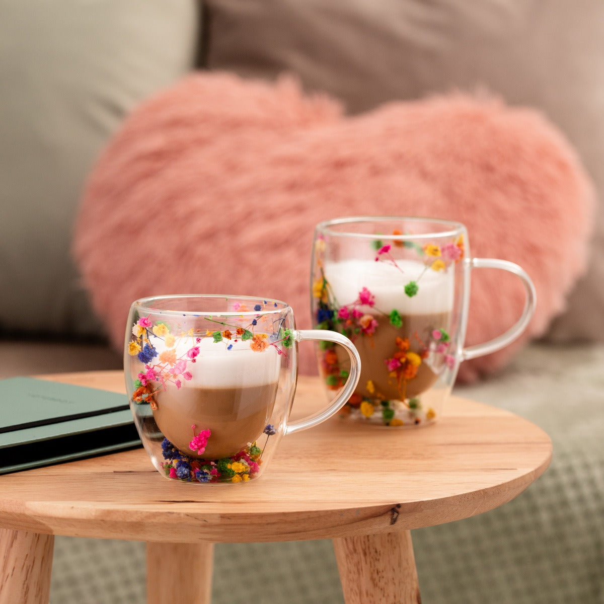 SECO Glass Mug with Double Wall and Floral Design 0.25L