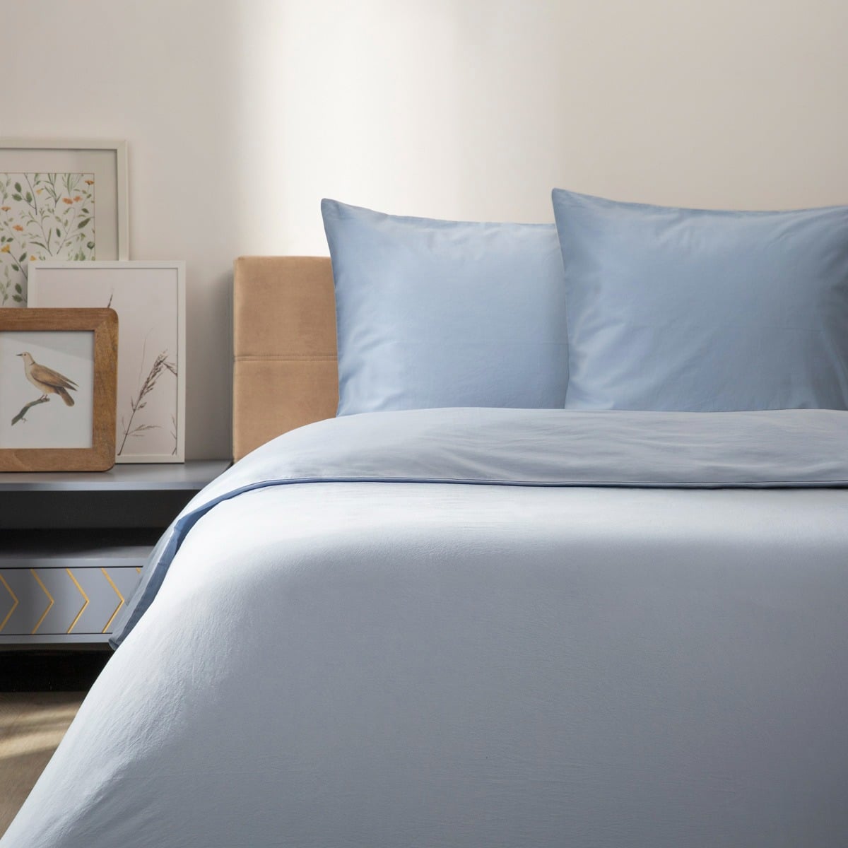 DEFLA Washed Cotton Blue Bedding Set 160x200 cm