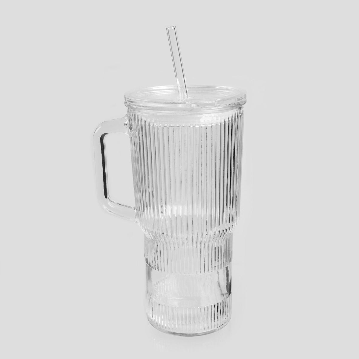 BERE Fluted Glass with Glass Straw 1L