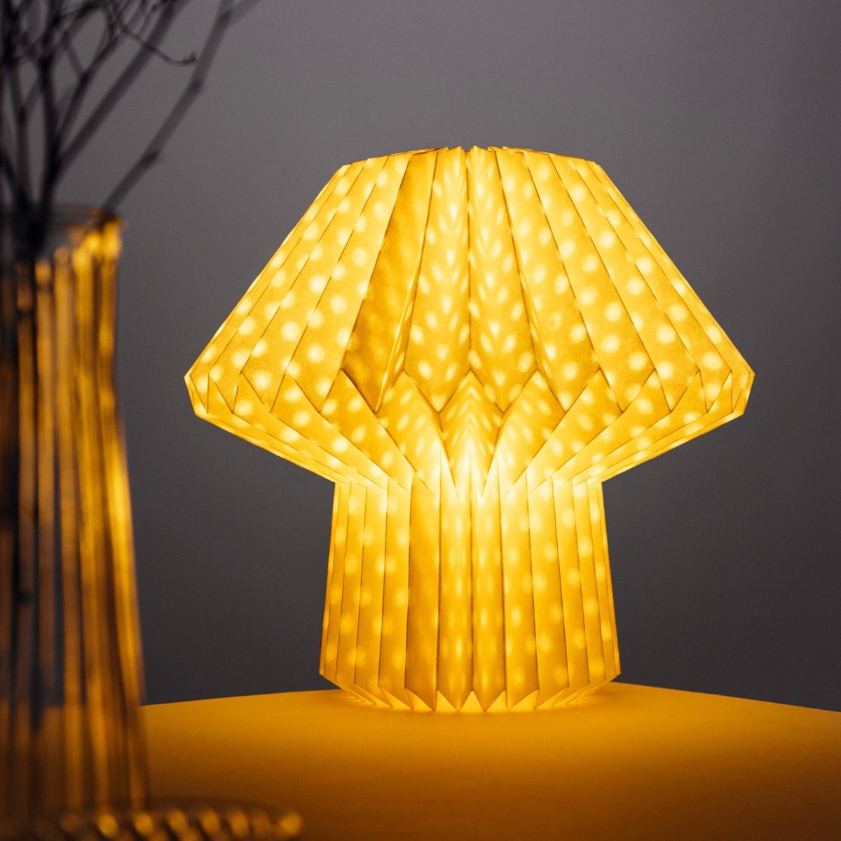 GALLA Mushroom-Shaped Paper Table Lamp with Dot Pattern