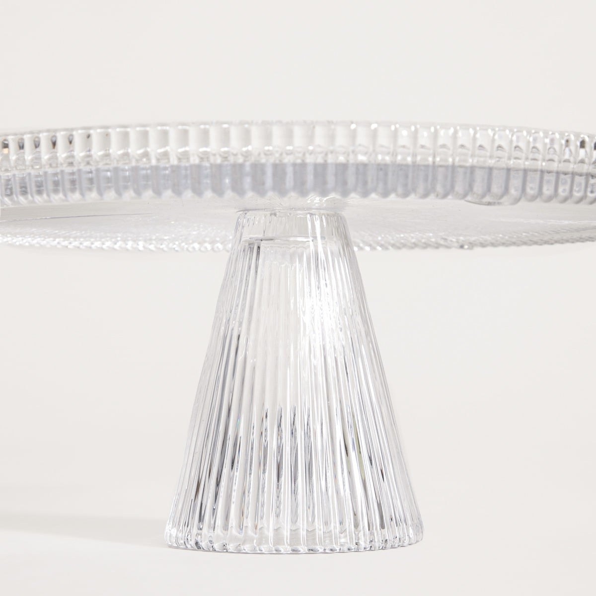 LYNN Glass Serving Platter with Raised Grooved Leg 12x24.5 cm