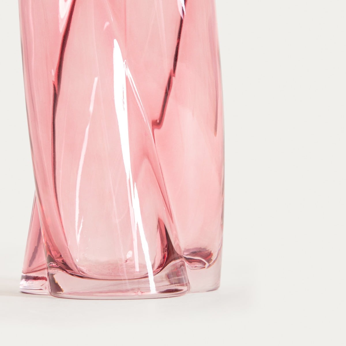 RAYA Twisted Pink Glass Vase 26cm