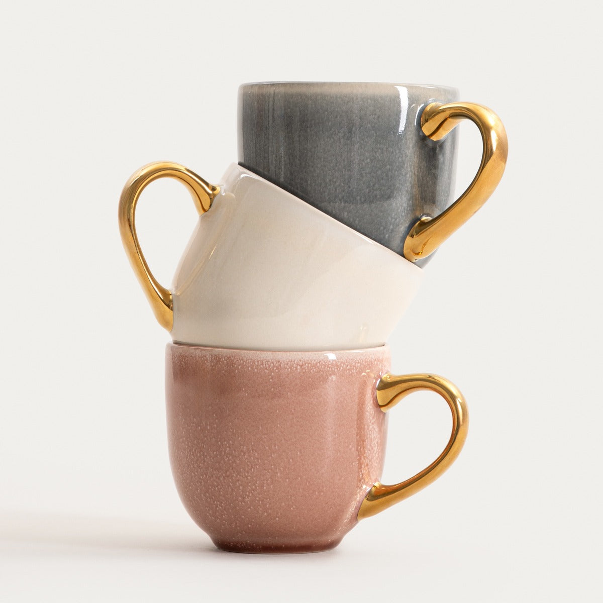 VINESS Beige Ceramic Mug with Gold Handle 0.4L