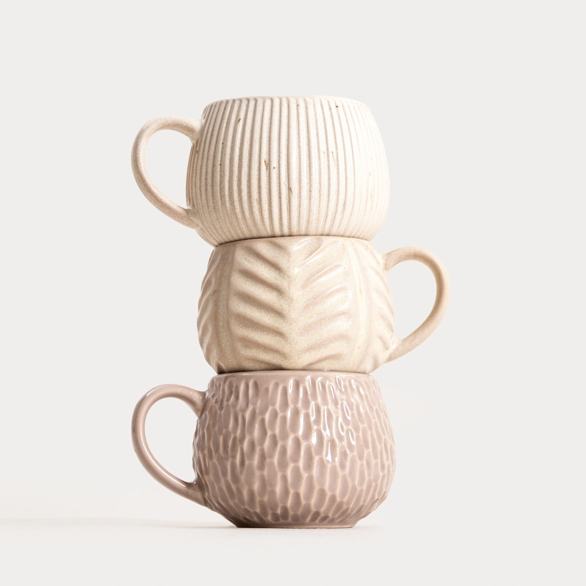 Mug ALMOS Barrel-Shaped Ceramic Mug with Herringbone Pattern 0.25L