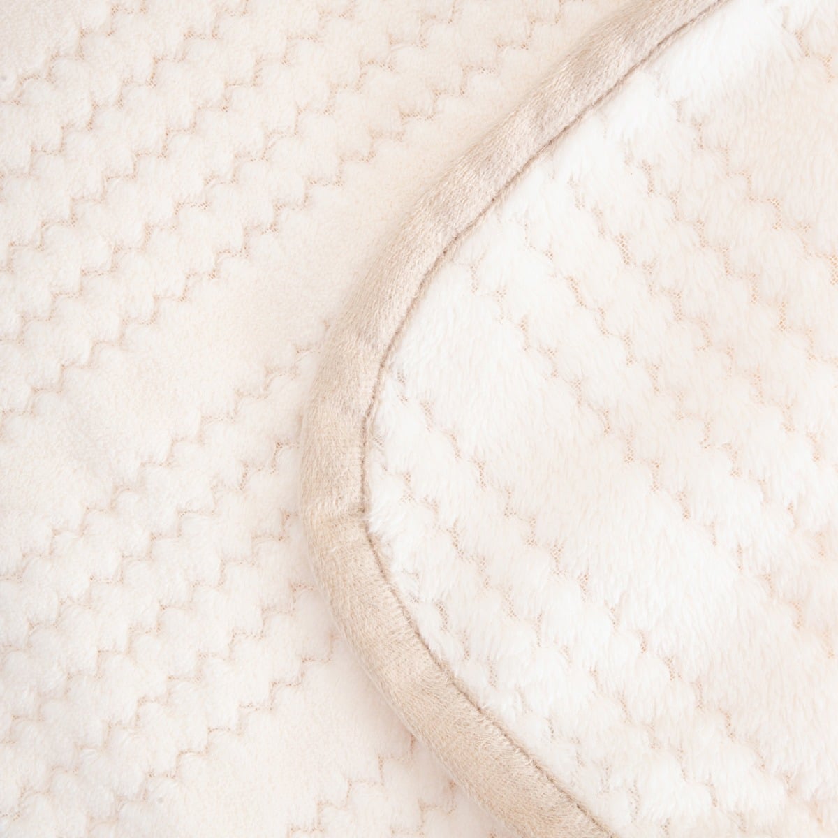 MAVRO Soft Ecru Blanket with Decorative Stitching and Edging 150x200cm