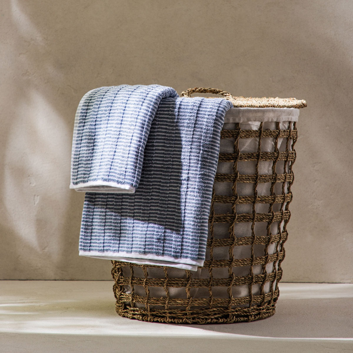 TIRAS Blue Striped Towel 50x90 cm - Soft Cotton, Quick Dry