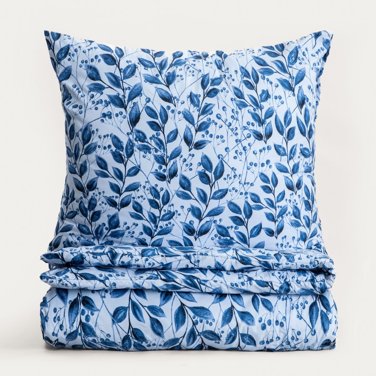 LUNA Microfibre Bedding Set in Blue Leaves 140x200 + 70x80 cm