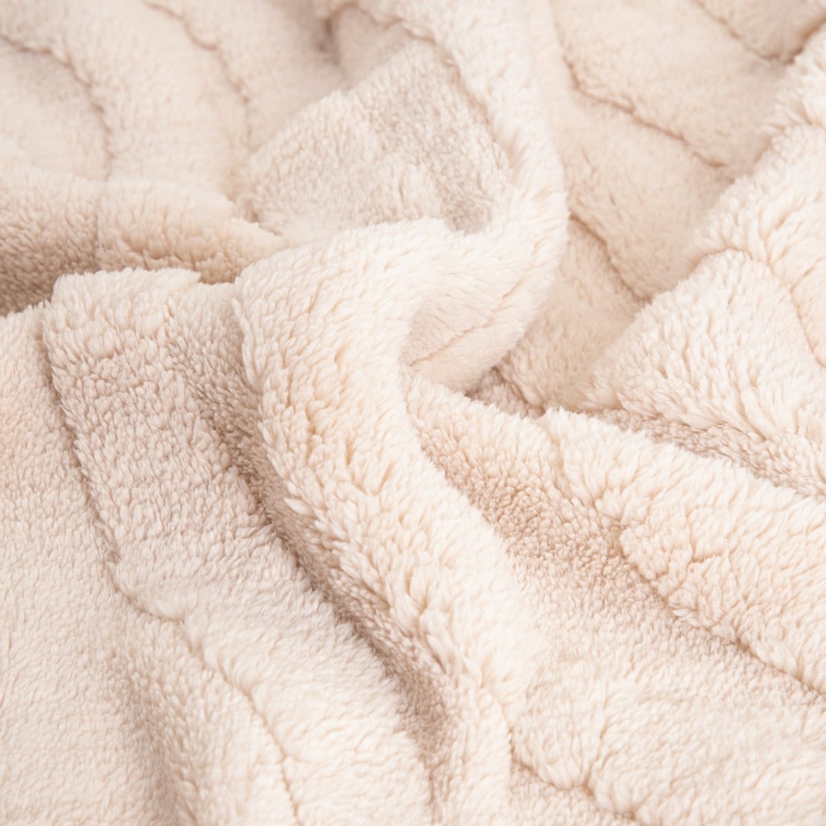 RAUL Fluffy Structured Pattern Beige Blanket 150x200cm