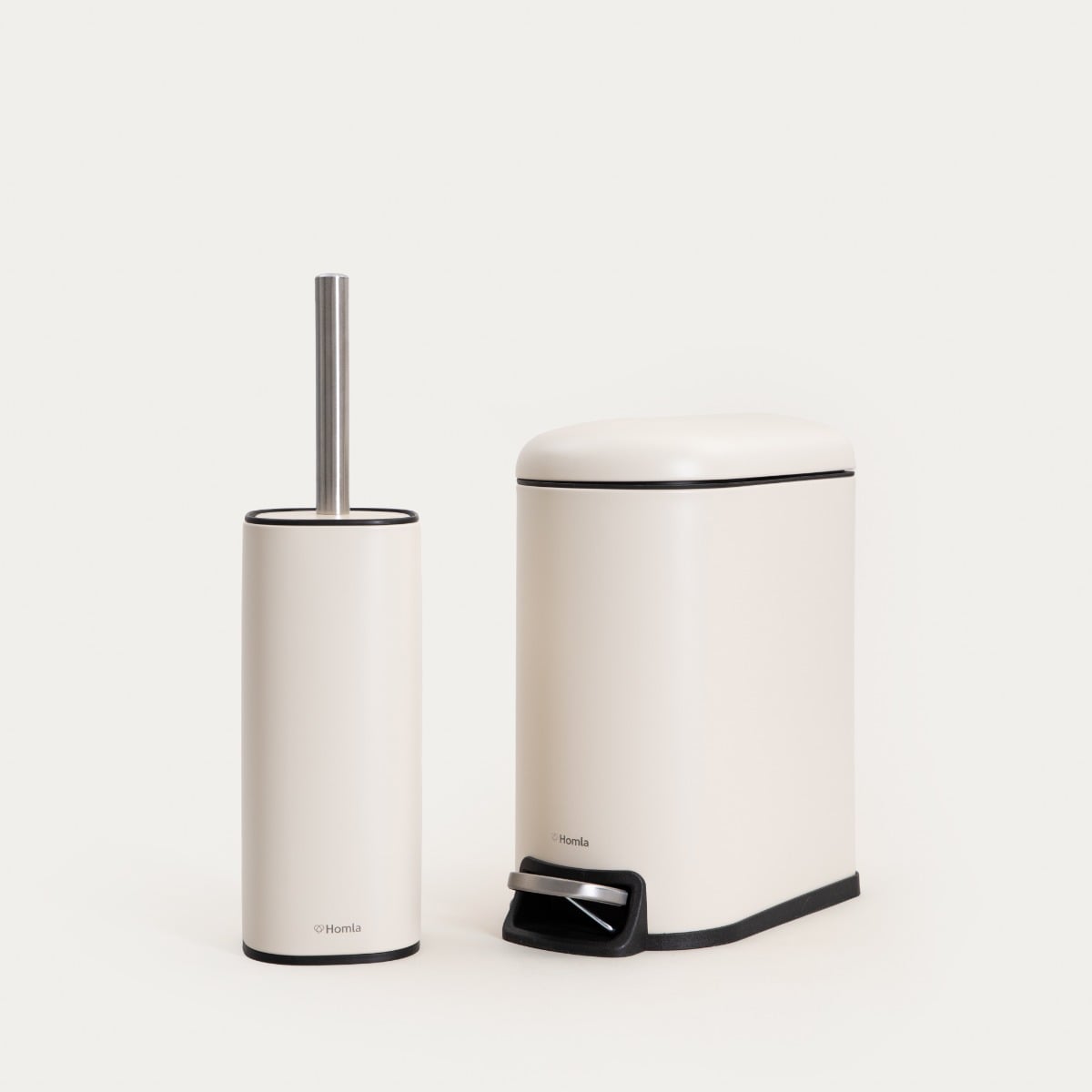 WC brush LINEA MAT Beige Toilet Brush with Closed Container Design