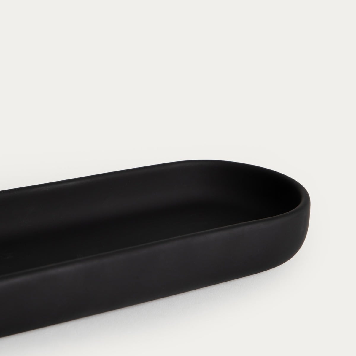 LINEA MAT Bathroom Set - Dispenser, Cup & Tray Matte Black