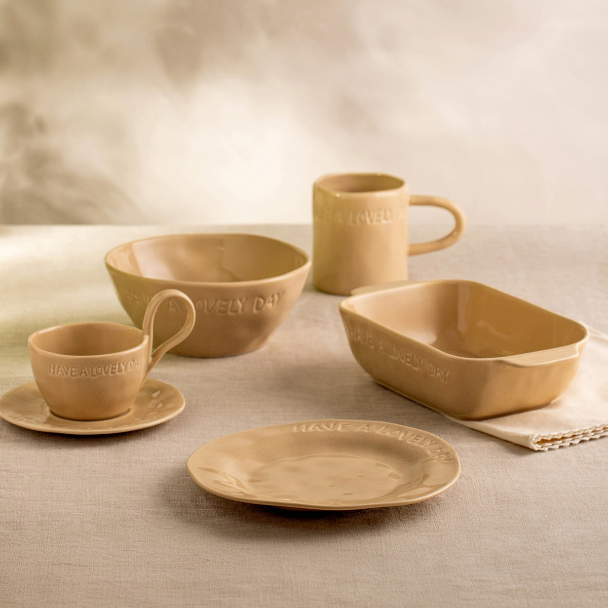 ISERNIA Beige Ceramic Bowl 18cm