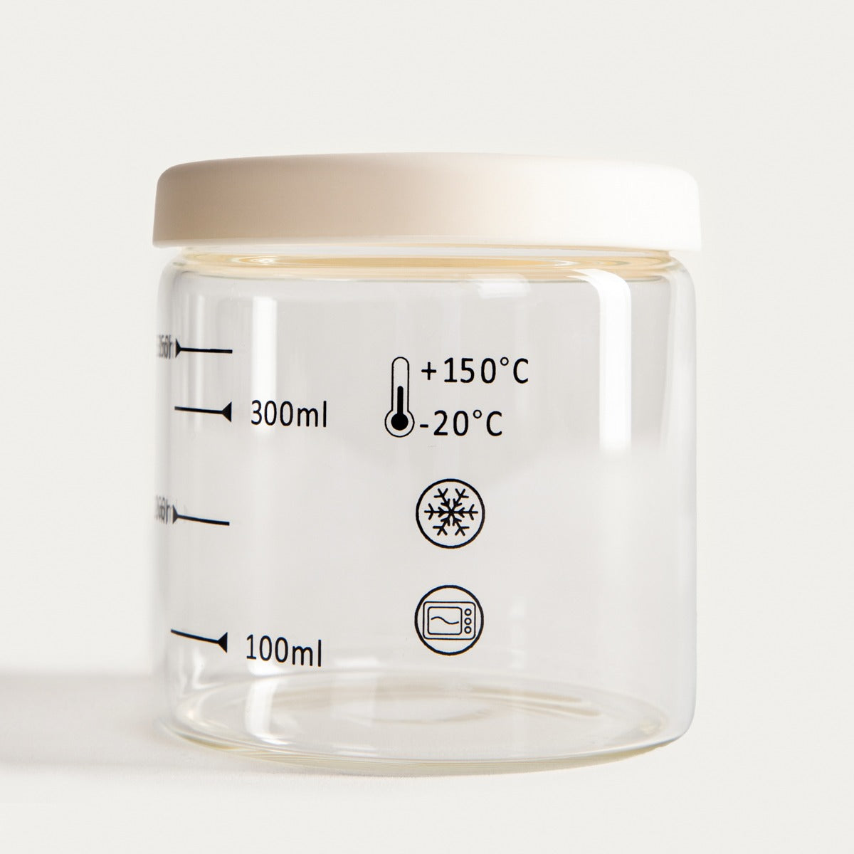 NEGO Glass Container with Measuring Cup and Cream Lid 410ml