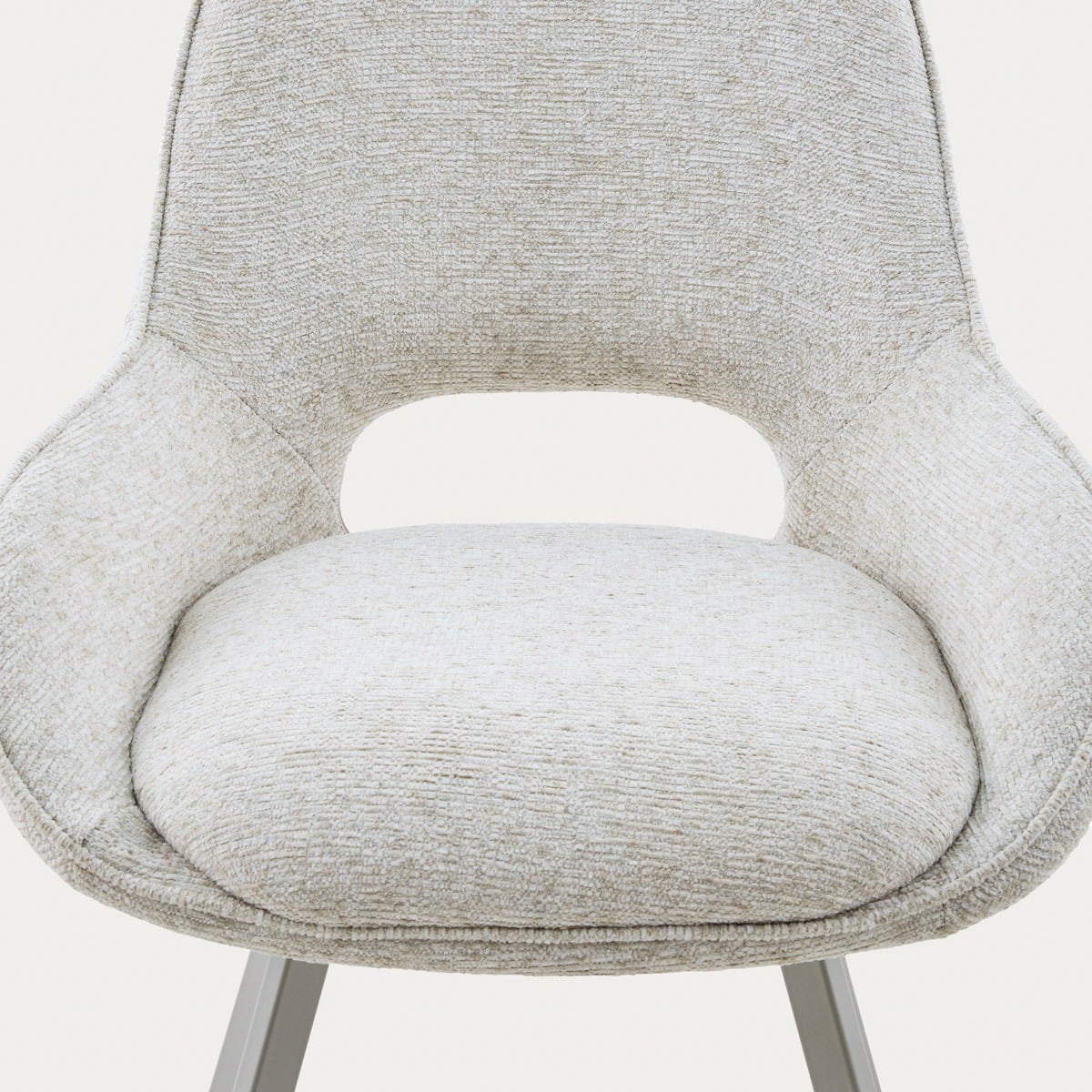 ALAGI Beige Fabric Chair with Metal Legs