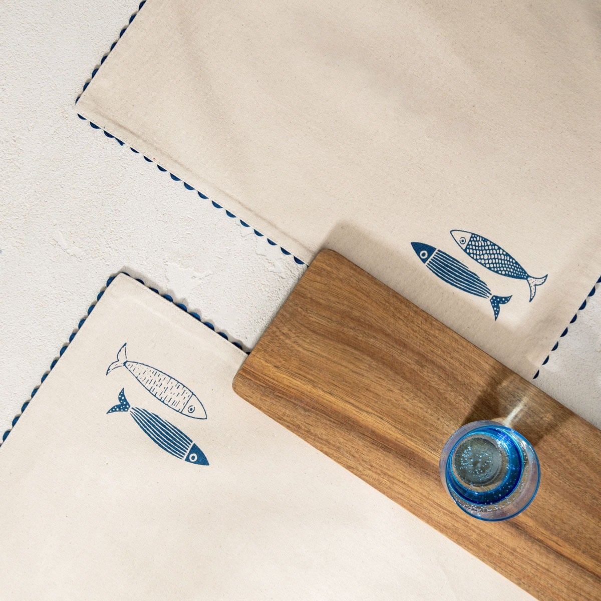 NILGI Cotton Table Mats with Nautical Motif, Set of 2