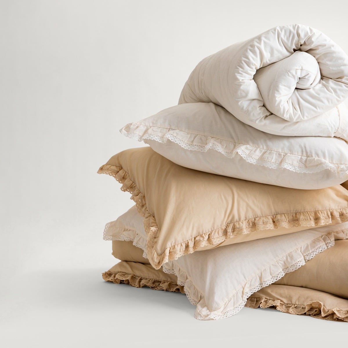 Bed linen set MOISES Cotton Bed Linen Set Ecru with Lace 220x200 cm