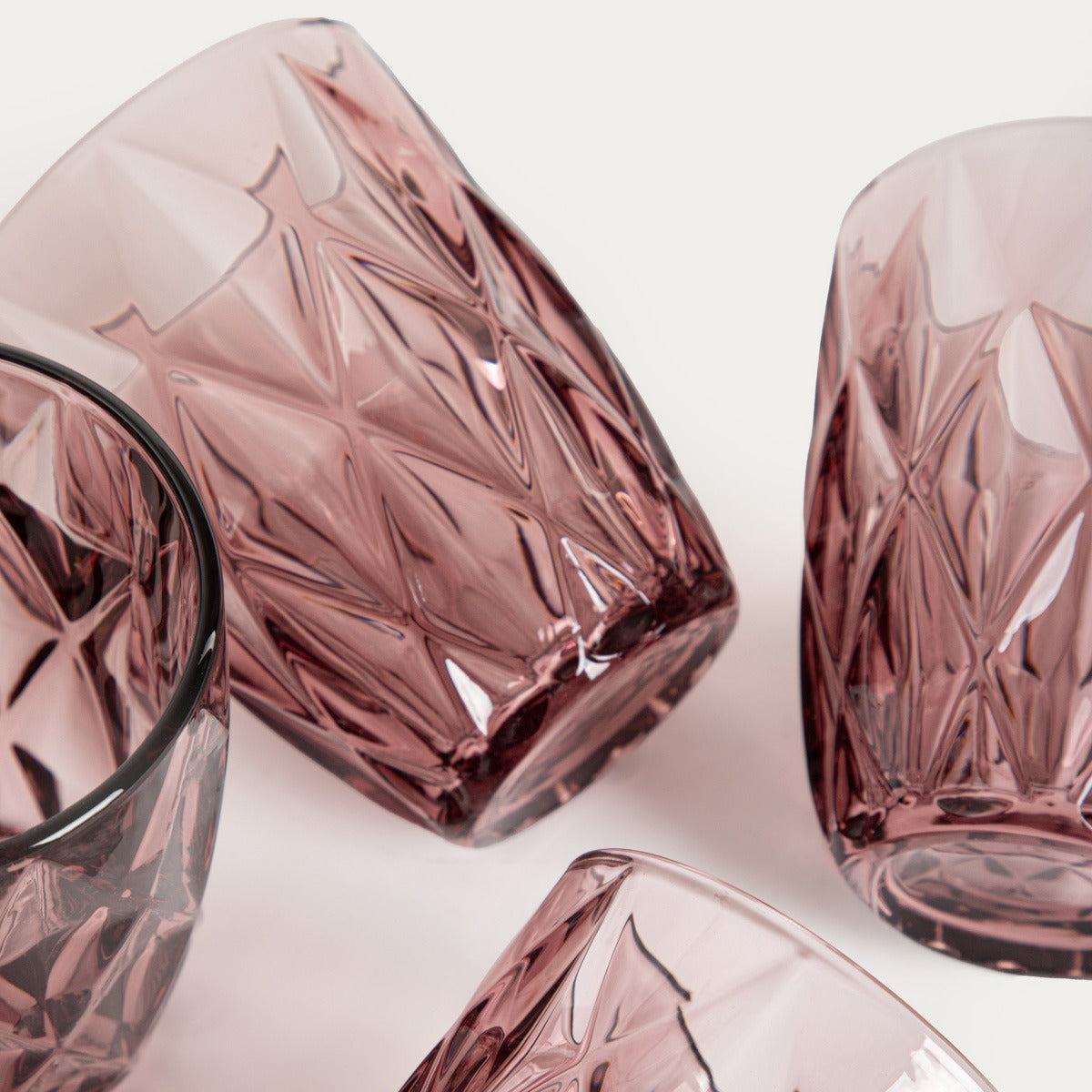 LUNNA Pink Glass Set - 4 Pieces, 0.28L Each