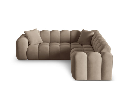 Treno — Corner Sofa Cappuccino (Bluvel 40) Black Plastic