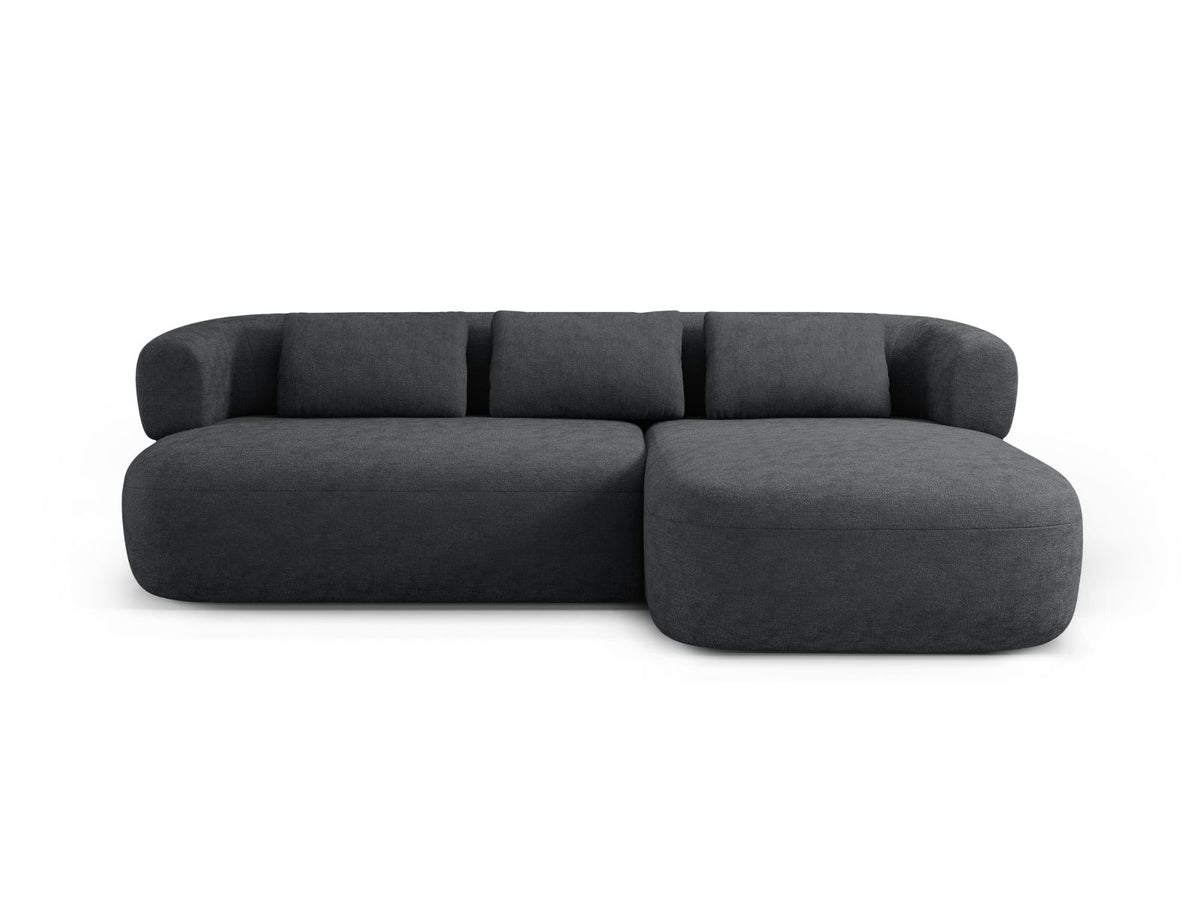 Jenny — Corner Sofa Dark Grey (Perfect Harmony 90) Black Plastic Right