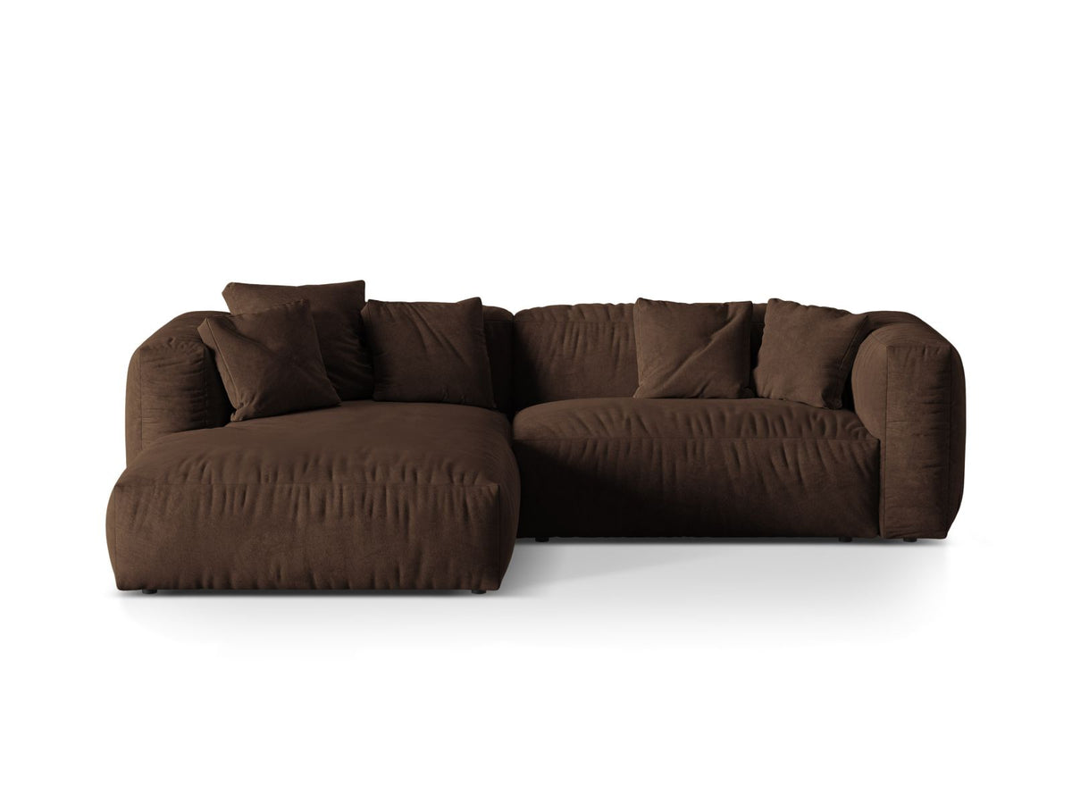 Martina — Corner Sofa Chocolate (Vogue 6) Black Plastic Left