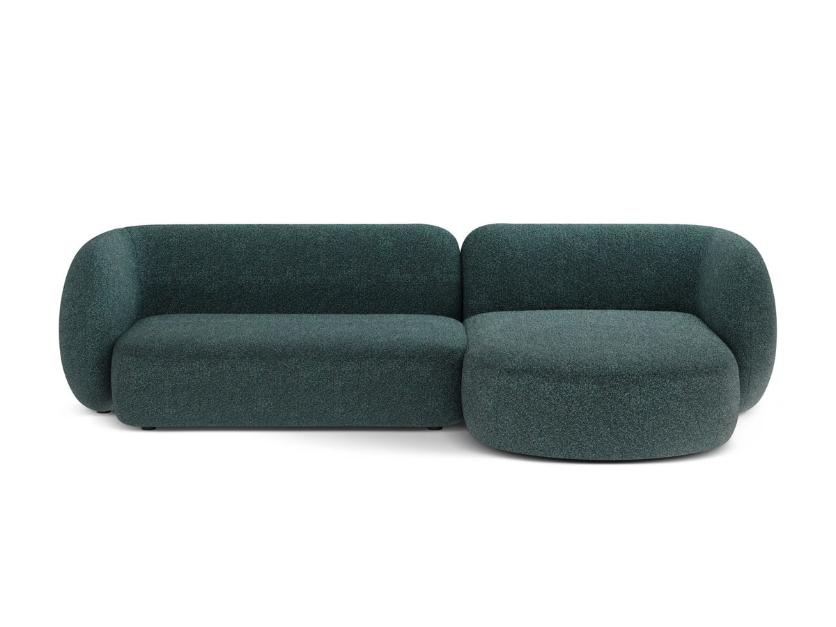 Kate — Corner Sofa Green Blue Melange (Puente 39) Black Plastic Right
