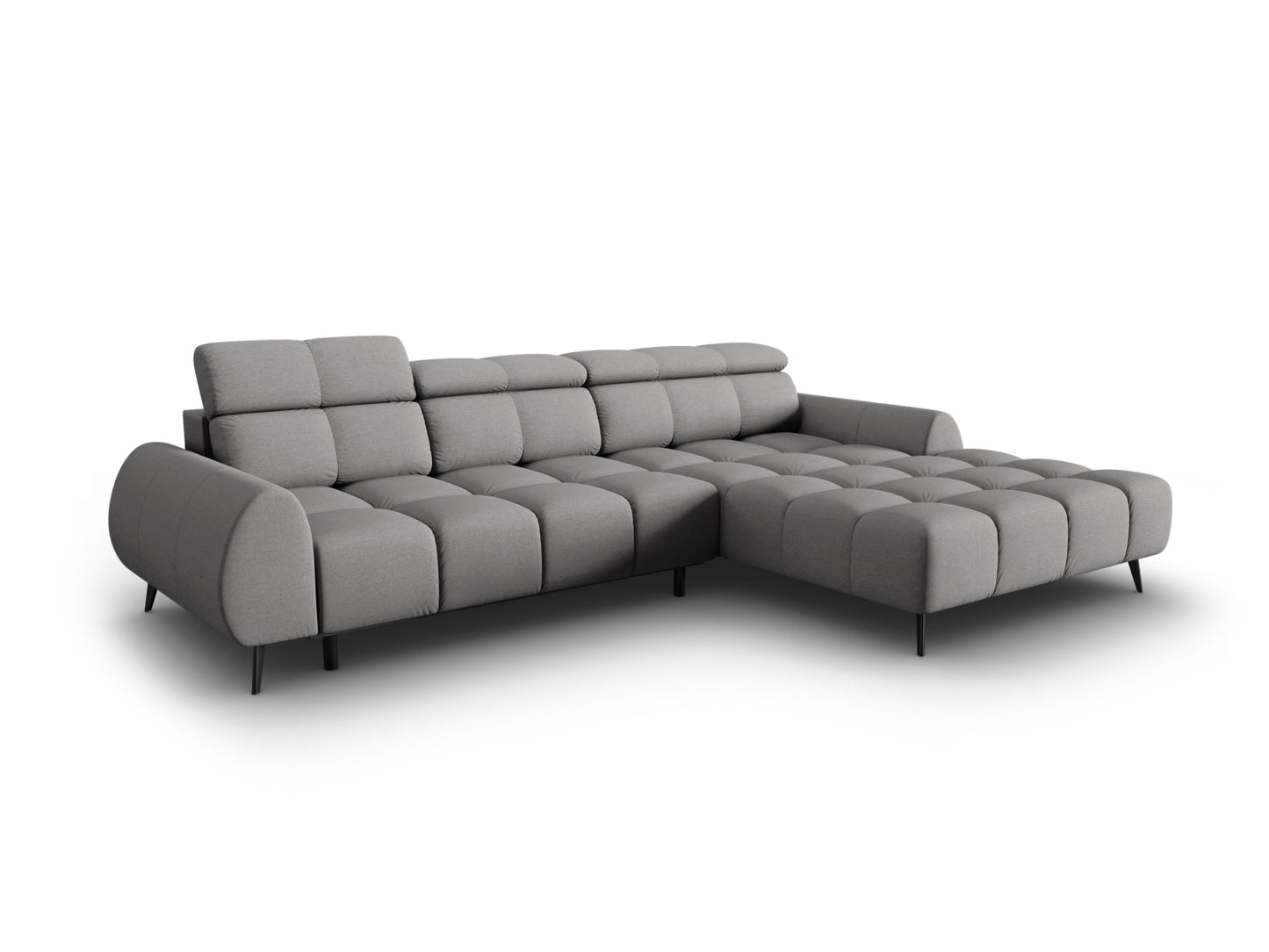 Alyse — Corner Sofa Light Grey (Nea 07) Black Metal Right