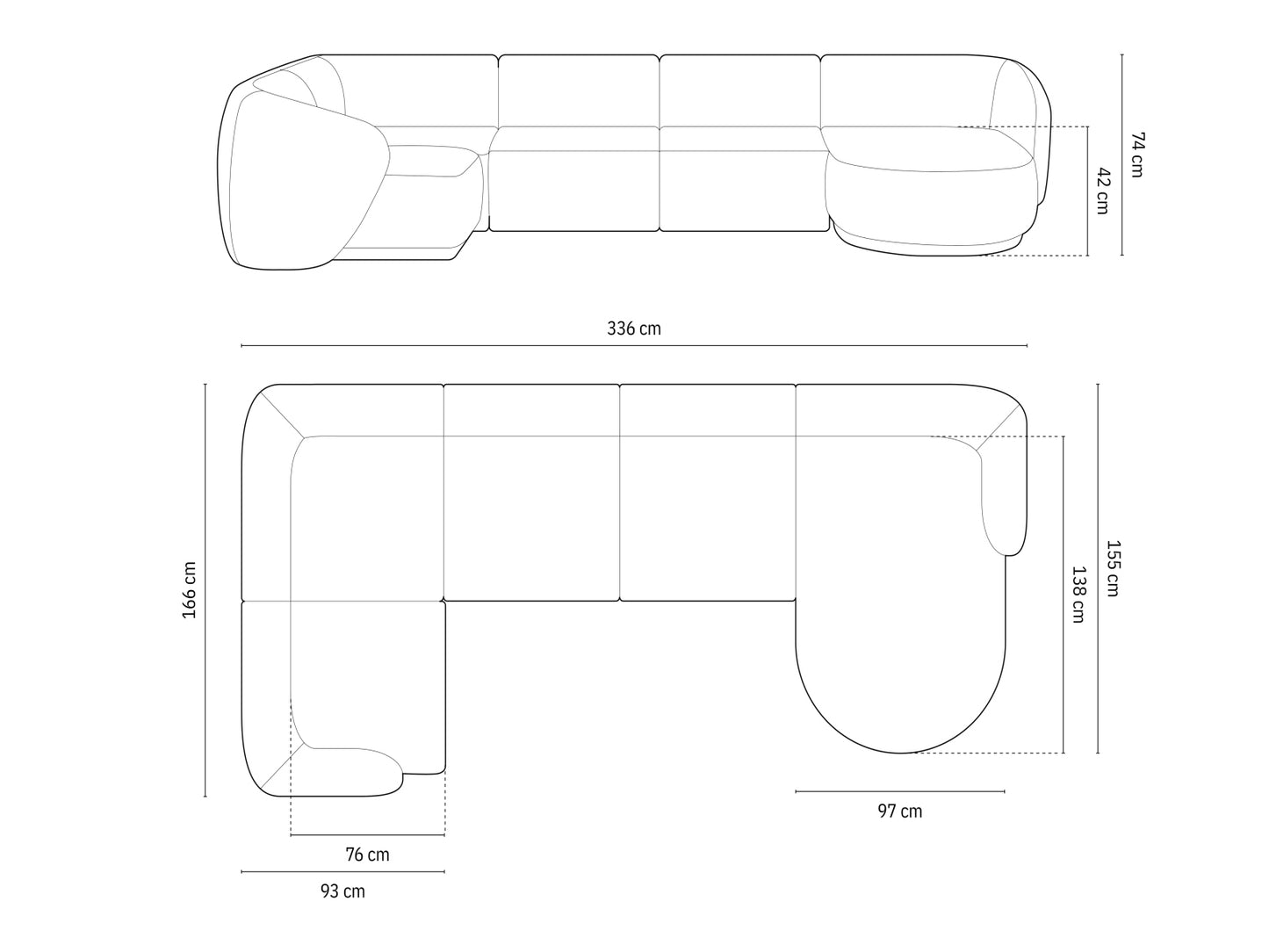 Gomera — Panoramic Corner Sofa (336x166x74 cm)