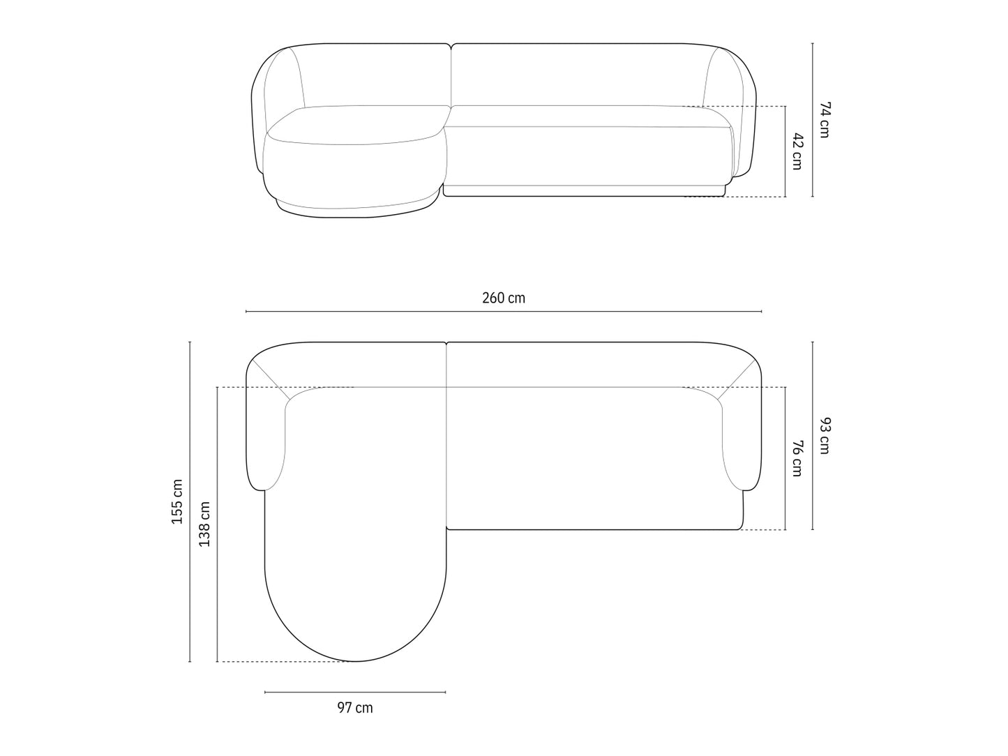 Gomera — Corner Sofa (260x155x74 cm)
