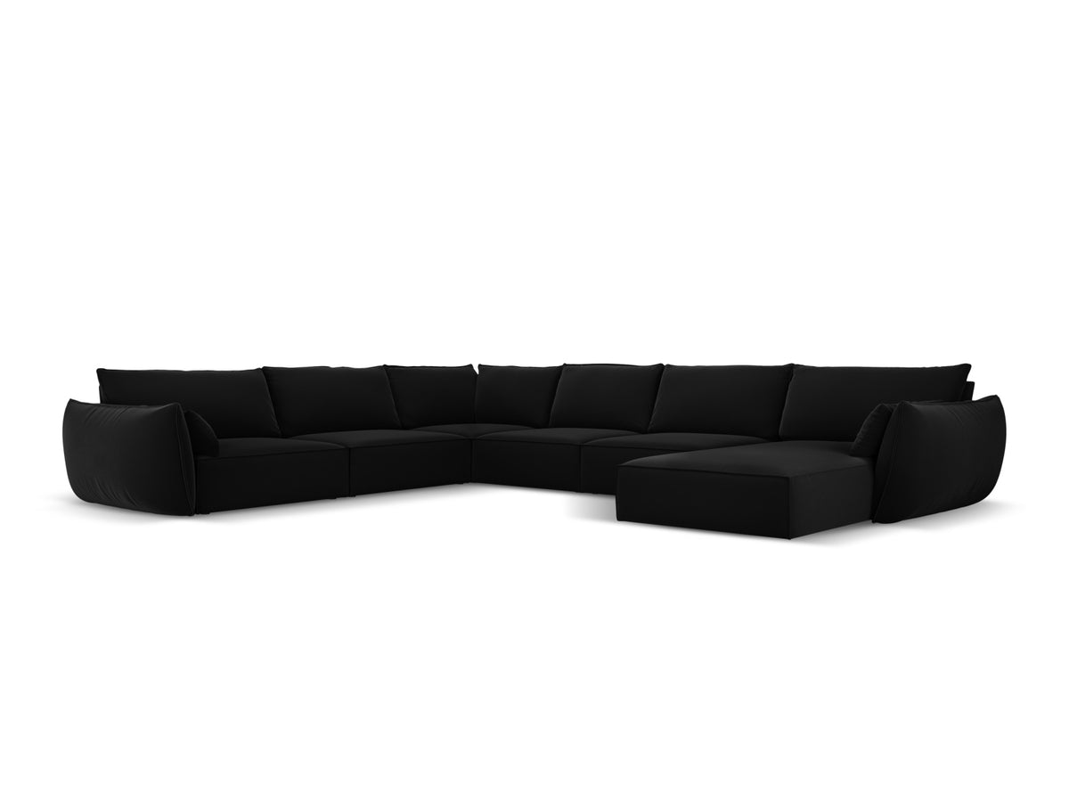 Kaelle — Panoramic Sofa Black (Bluvel 19) Black Plastic Left