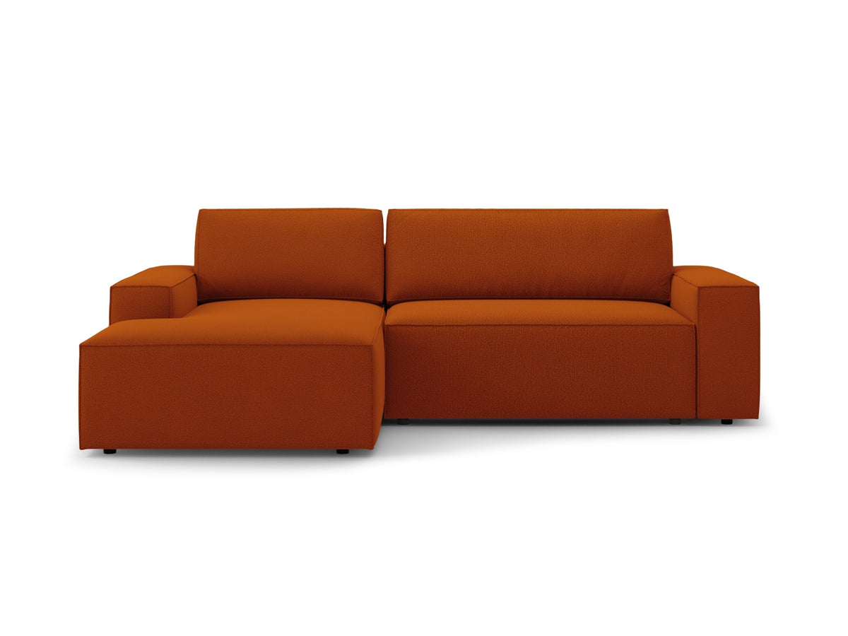 Jodie — Corner Sofa Terracotta (Megan 357) Black Plastic Left
