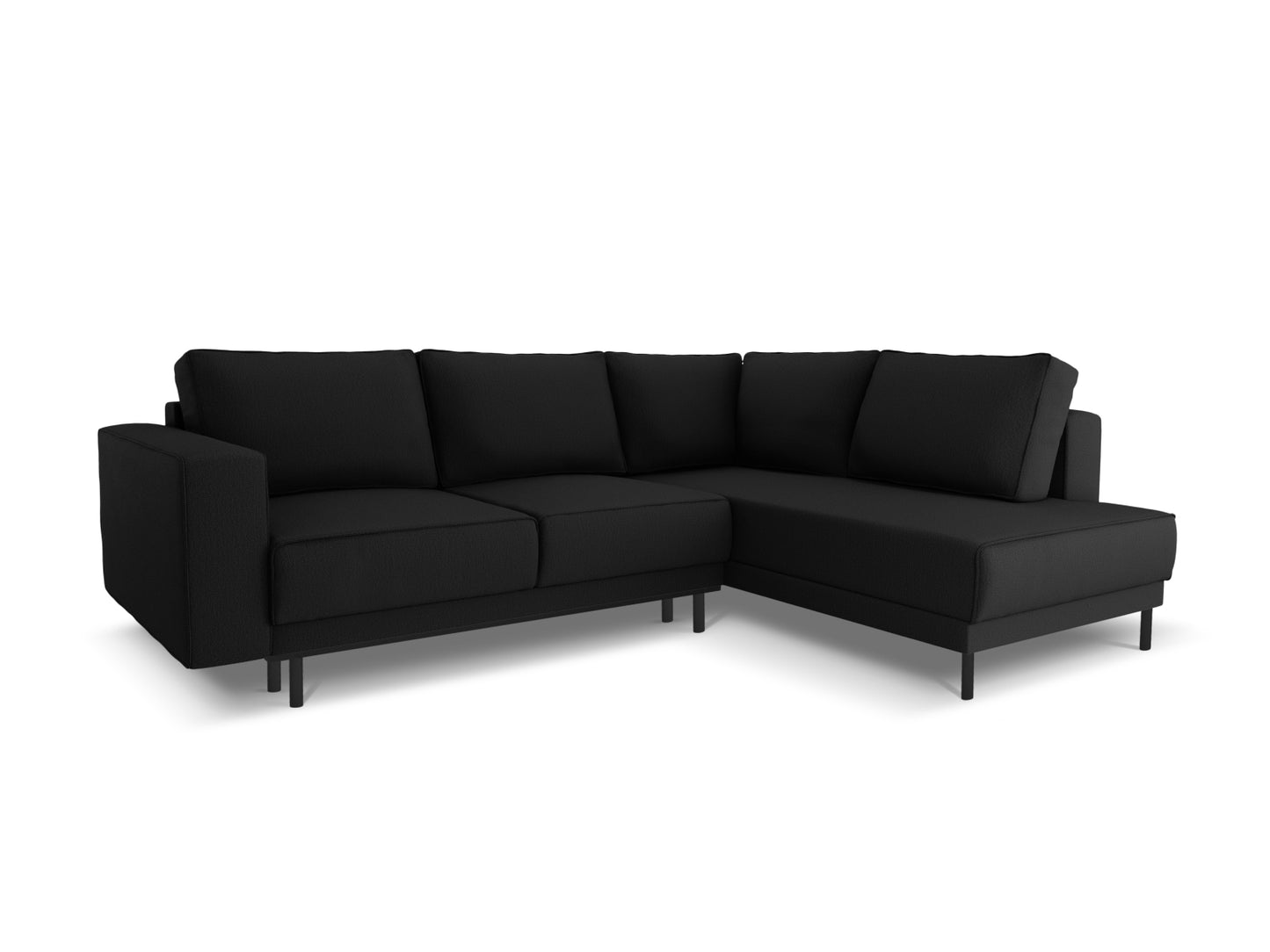 Caro — Corner Sofa Black (Megan 368) Black Beech Wood Right