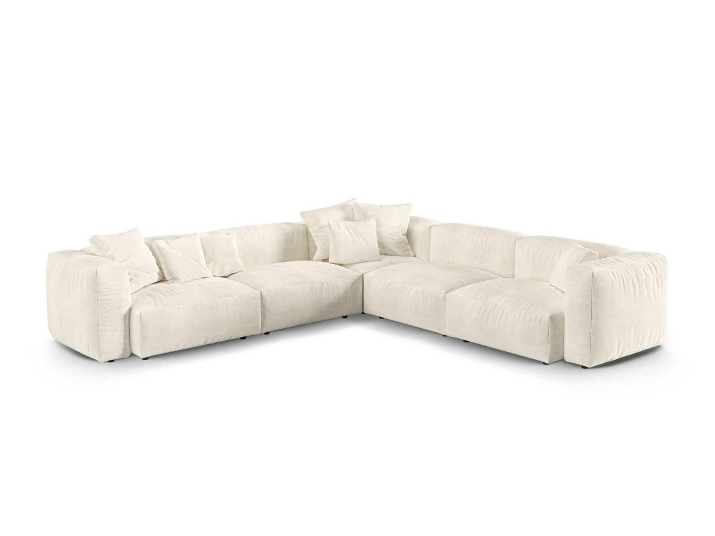 Martina — Corner Sofa Ivory (Monet Nata) Black Plastic