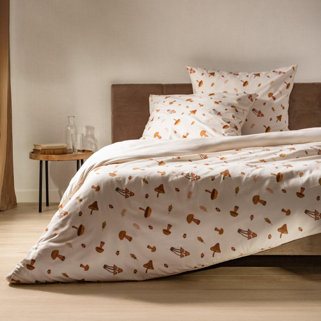 Bed linen set SHROOM Microfiber Bedding Set with Mushroom Pattern 220x200cm