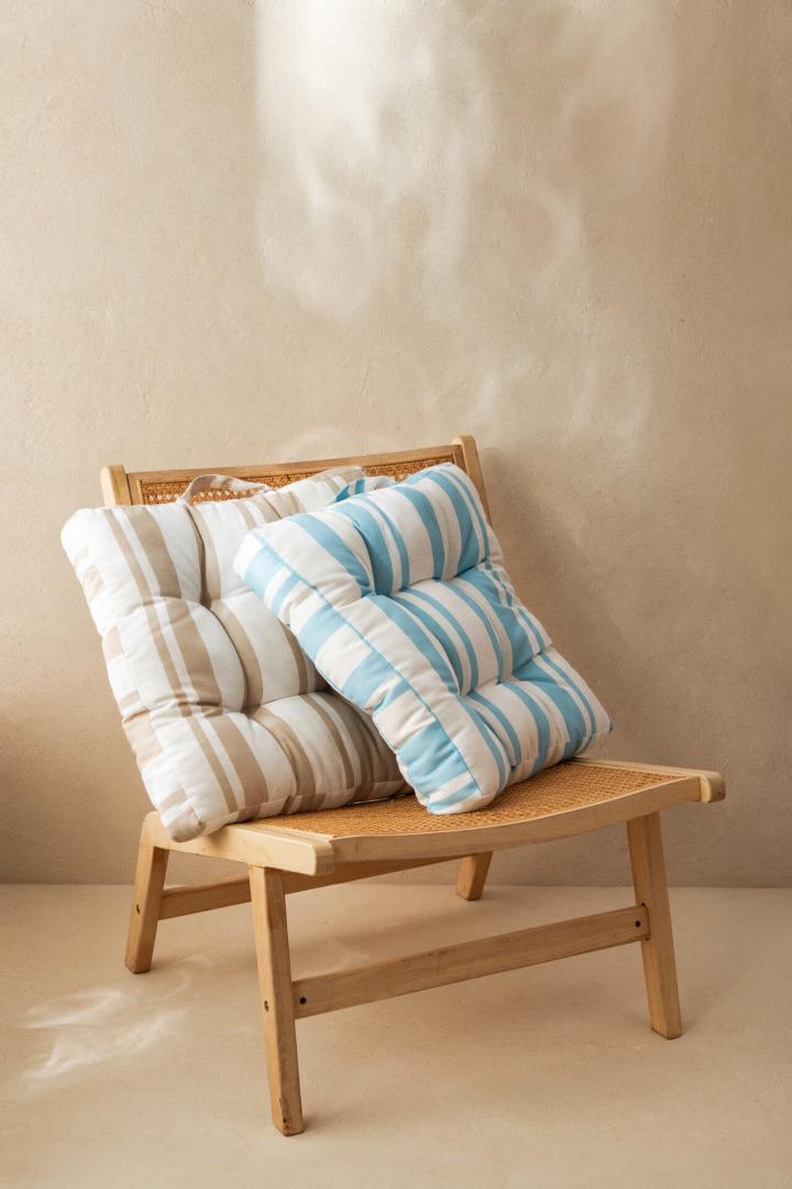 Poduszka EVELYN Blue Striped Quilted Decorative Pillow 50x50cm