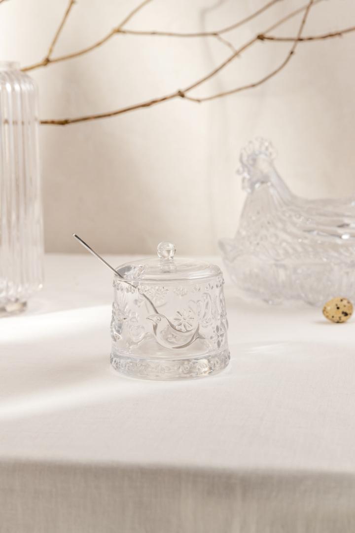 Creston Glass Sugar Bowl with Bird Motif 0.26L