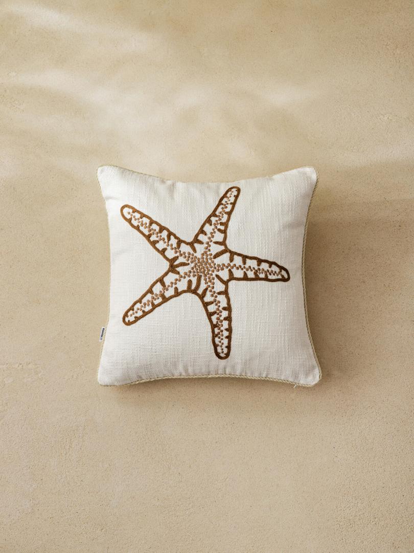 PREM Embroidered Starfish Pillowcase with Corduroy Trim 45x45cm