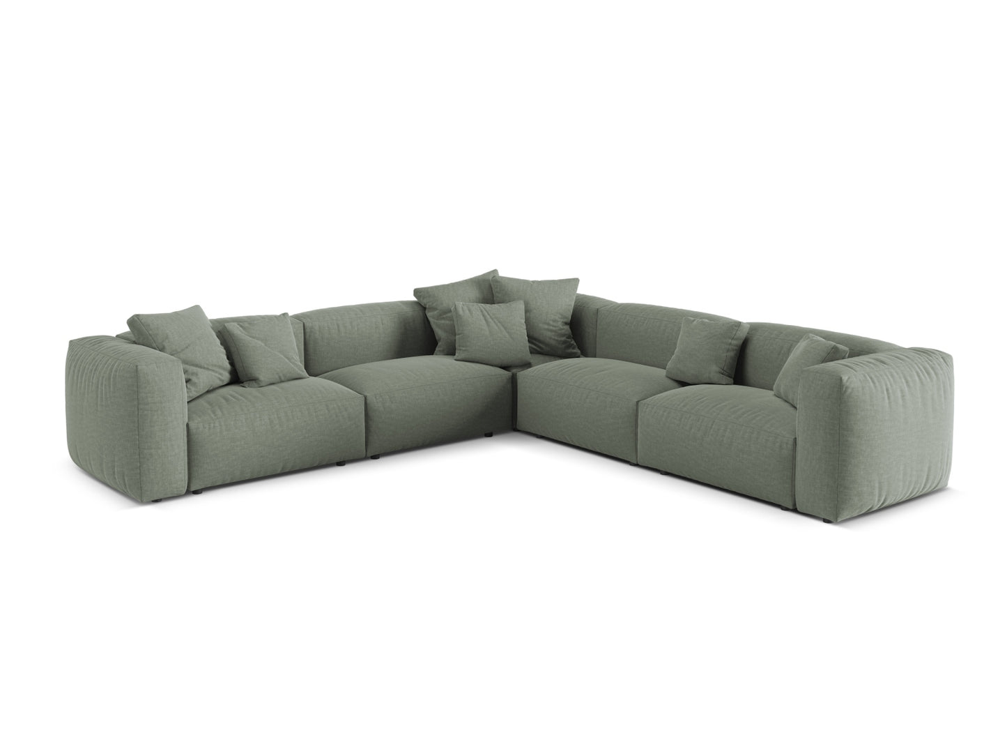 Martina — Corner Sofa Moss Green (Boston Water Green) Black Plastic