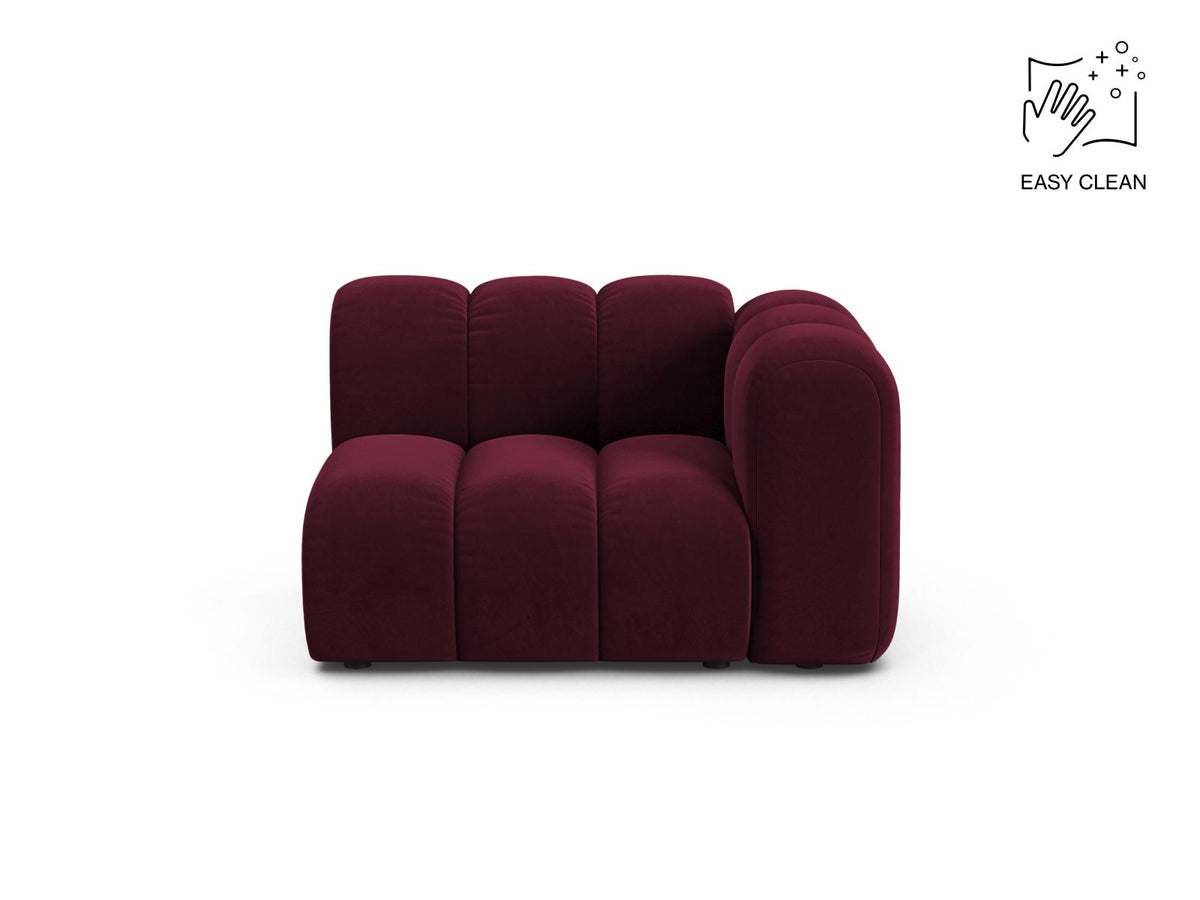 Lupine — Modular Sofa Burgundy (Venus 2932) Black Plastic Right